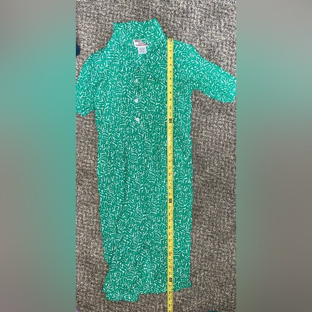 Vintage Maggie London Petites Green Printed Dress – Size 6 – Retro Chic 🌿 - Picture 4 of 5